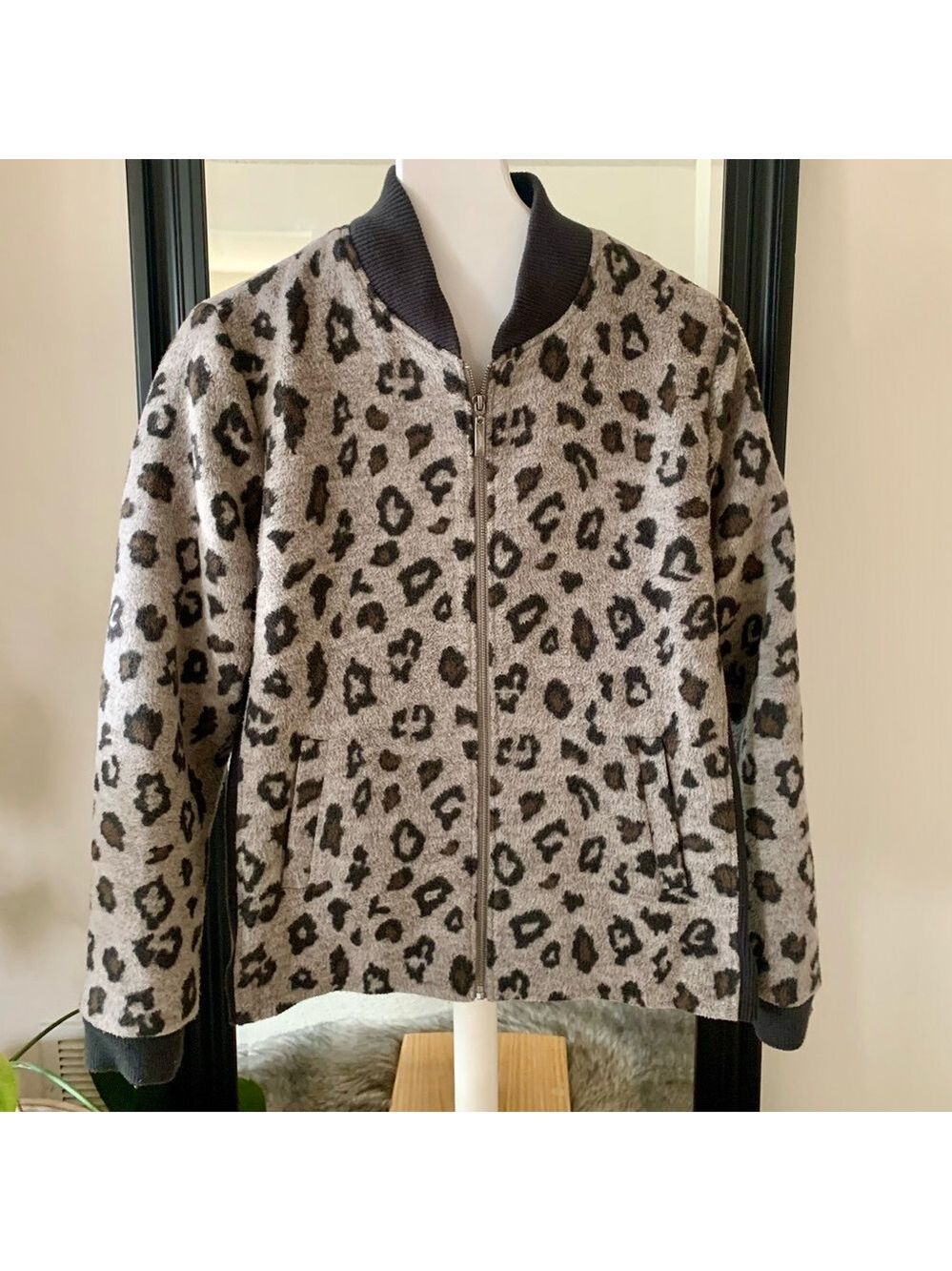 Montana Co. Leopard Print Wool Blend Coat